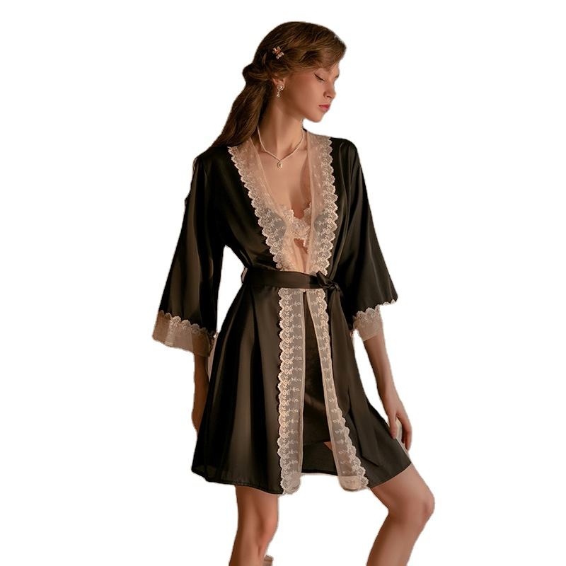 Bossman French Robes Elegant Women Lingerie Lace Bride Bathrobe Morning Dresses Gowns girls dresses