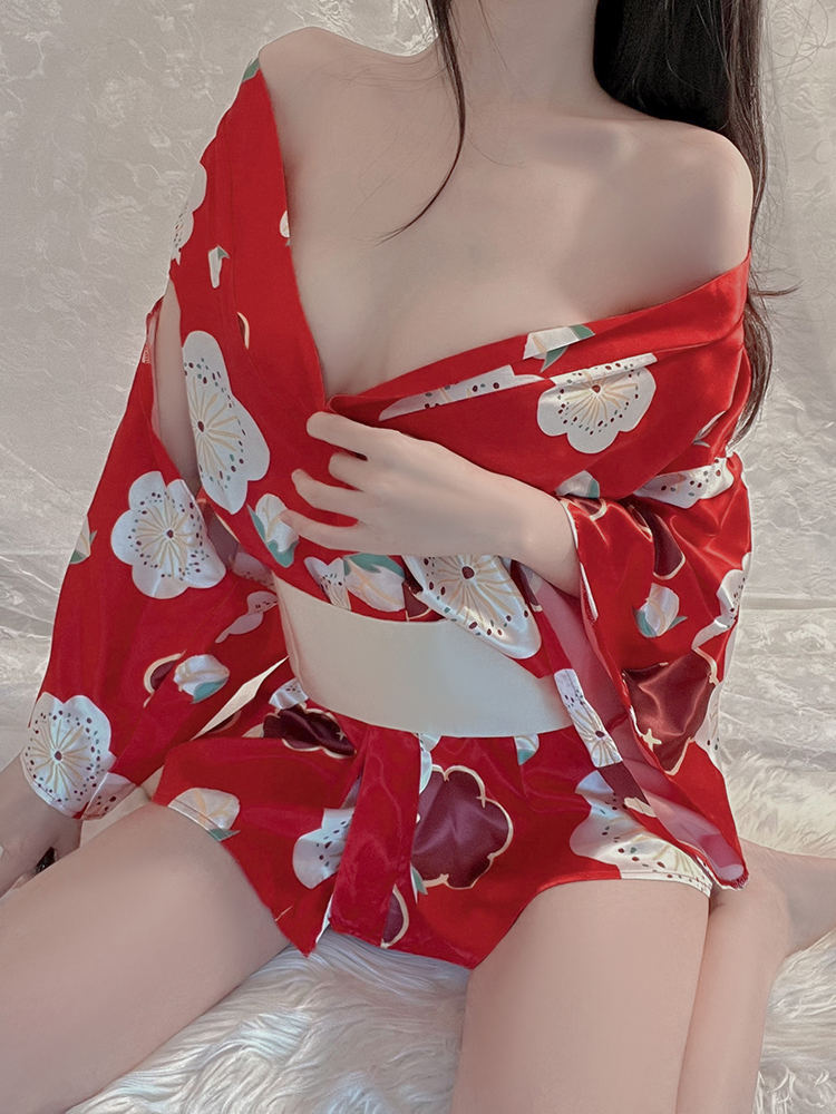Bossman Sexy Lingerie Printed Bathrobe Japanese Kimono Sexy Temptation Uniform Adult Student Passion Suit Nightdress Female