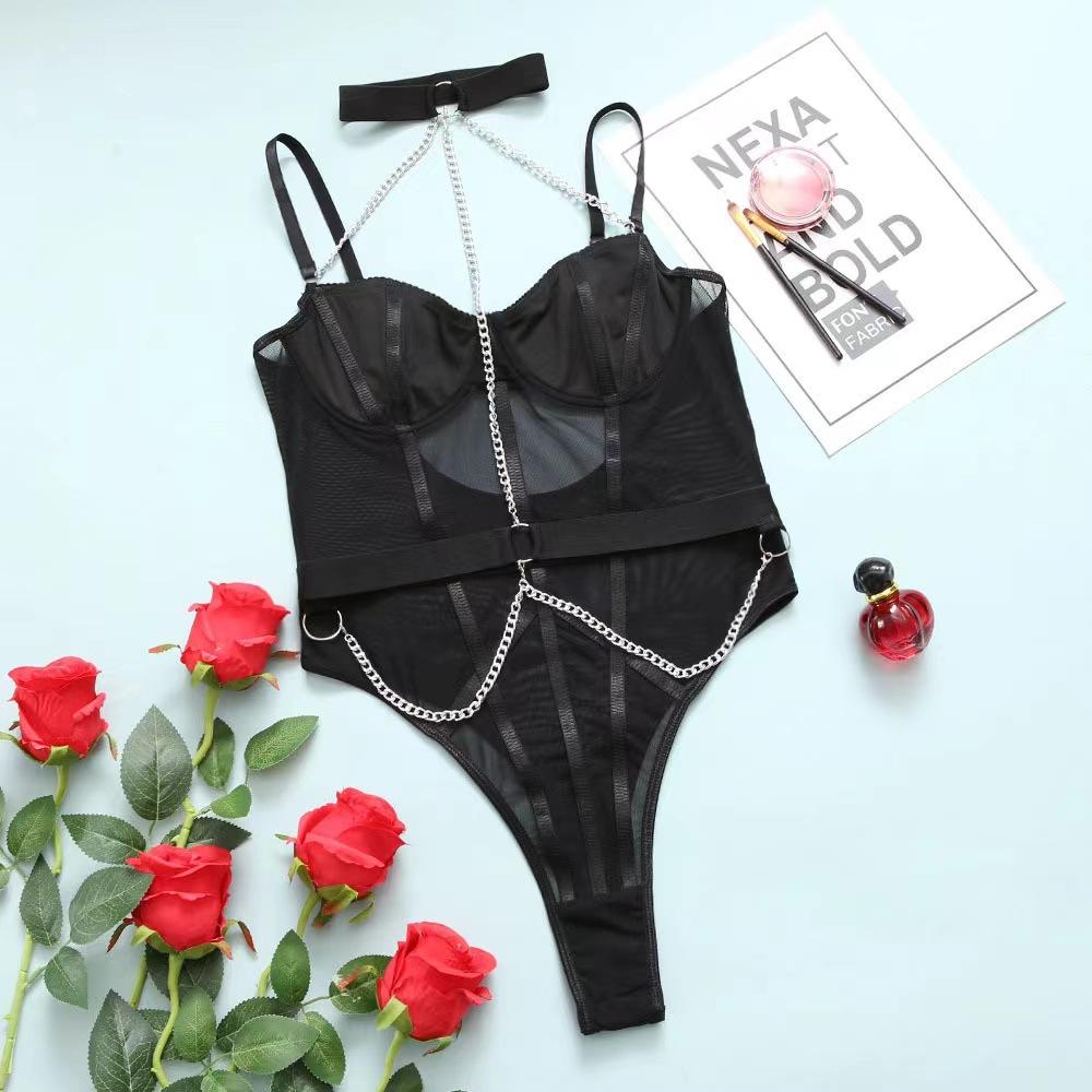 Bossman Wholesale sexy Women Hollow Out Erotic one piece simple lace sexy girl suit valentines day clothing