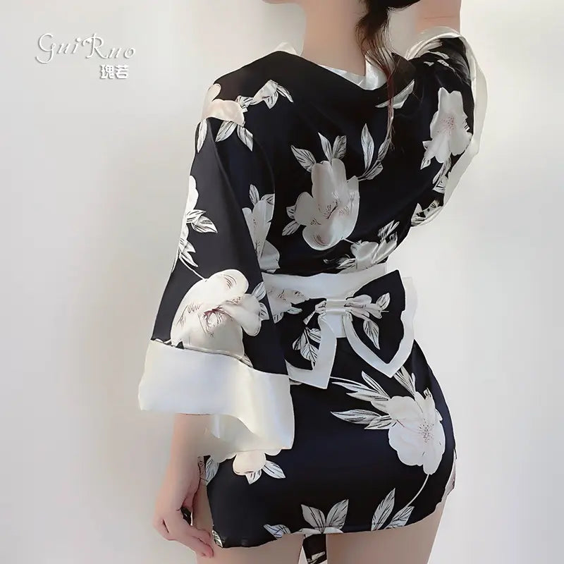 Bossman Wholesale Japanese Kimono Printing Silk Night Robe Sexy Sleepwear Party Sexy Costumes