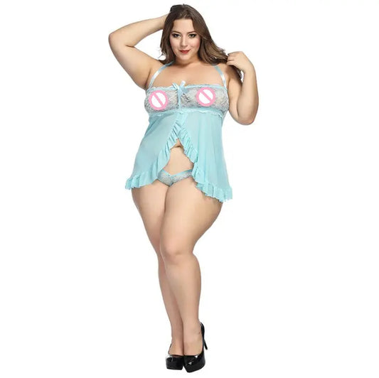 womens sexy underwear Bossman Fat women sheer lace plus size sleepwear dress ladies sexy babydoll lingerie plus size women's dresses bra