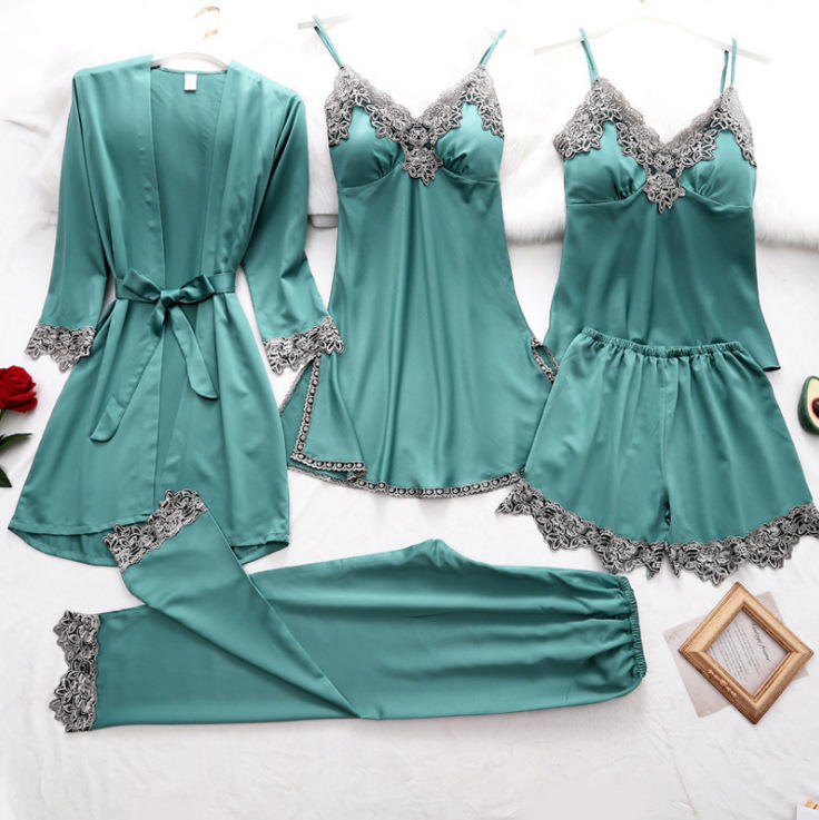 Bossman five pieces plus size underwear pajama sets woman lingerie erotic casual pajama sexy nighty for honeymoon lace pyjamas
