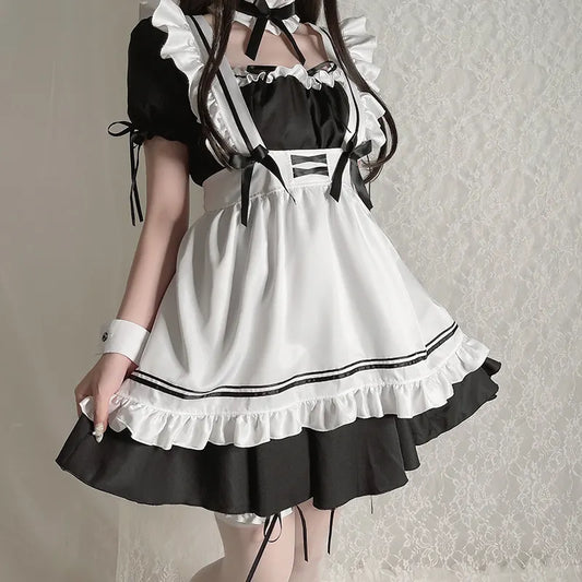 Bossman Women's French Maid Themed Apron Sexy Girl Cosplay Maid Lingerie Apron Set Anime Cosplay Outfit Apron Lace Lingerie set