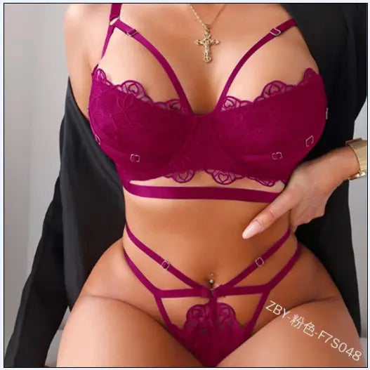 Bossman Women Bralette Set Thin Lightweight Lingerie Triangle Cup Bra Set 2 PCS lace Brassiere Set
