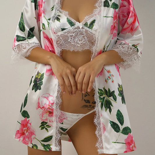 womens sexy underwear Bossman Wholesale Plus Size New Design Women Floral Print Silk Satin Kimono Bathrobe SPA Floral Sleepwear Pajamas bridesmaid dresses