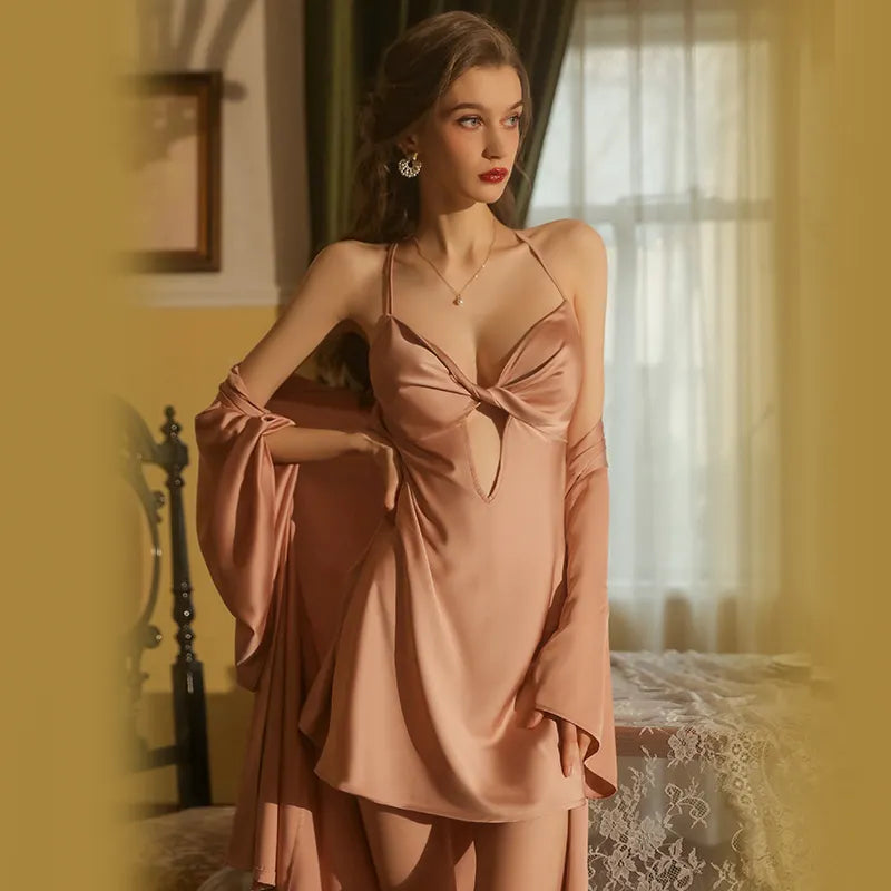 BOSMAY hot sale women's lounge wear silk satin robe pajamas home wear BSM1912