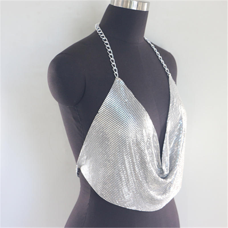 Bossman Sexy metal chain three-point women's clothing metallic feeling sexy party clothing fashion vest motorcycle girl