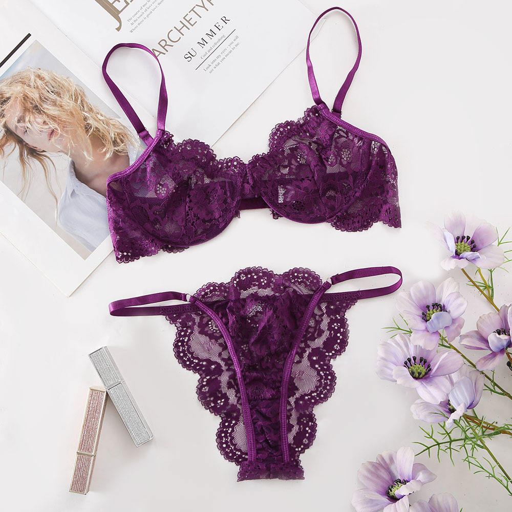 BOSMAY Women's Underwear Sexy Lingerie set Lace Bralette Sets Underwire Bra and Panty Set