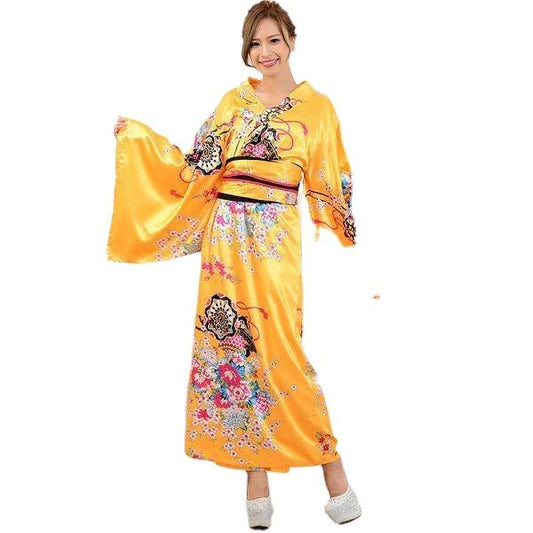 womens sexy underwear Bossman Summer's new hand-painted peony silk bridal robe morning robe Japanese kimono Kimono bra