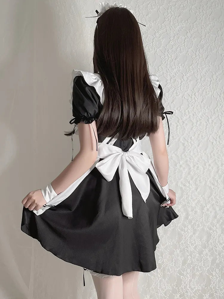 Bossman Women's French Maid Themed Apron Sexy Girl Cosplay Maid Lingerie Apron Set Anime Cosplay Outfit Apron Lace Lingerie set