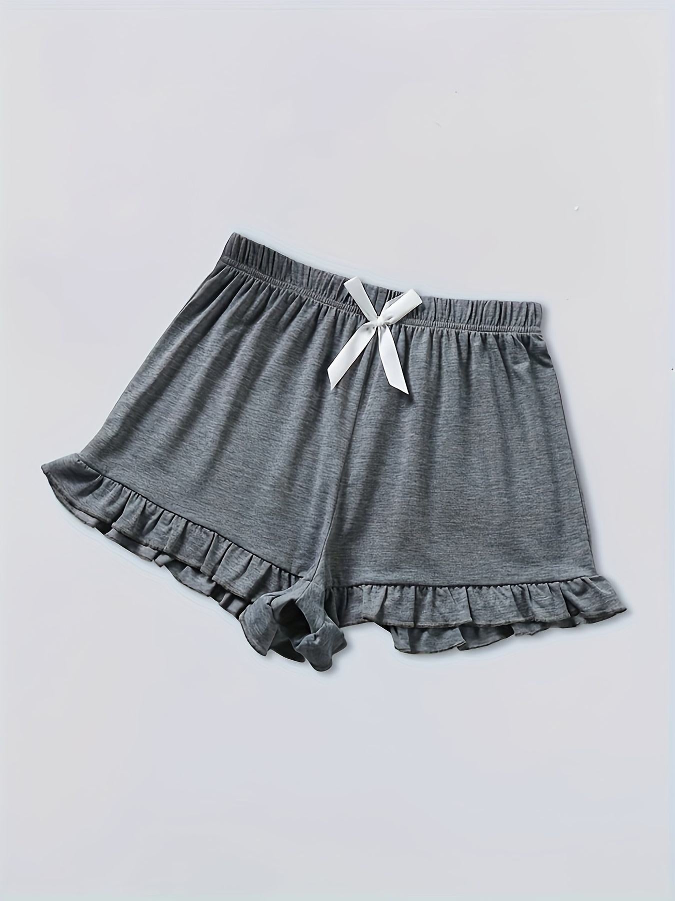 3 Packs Lettuce Trim Bow Decor Shorts Casual Shorts For Spring & Summer Women's Clothing short pants home wear shot pants