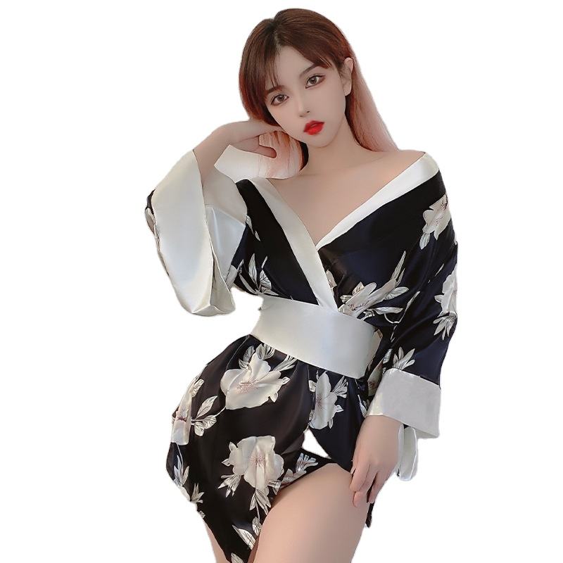 Bossman Wholesale Japanese Kimono Printing Silk Night Robe Sexy Sleepwear Party Sexy Costumes