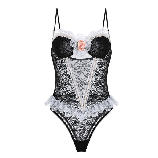 BOSSMAN Lingerie Manufacturer Wholesale Open Crotch Lingerie Lace Bodysuit Sexy Nighties Teddy