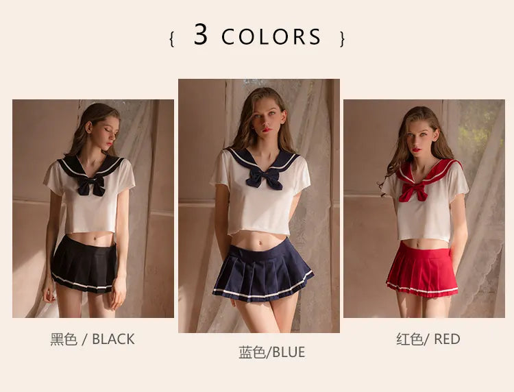 Bossman Wholesale Japan And Korea School Girls Sexy Costume Summer Crop Top And Pleated Skirt Role Play Sexy Schoolgirl Costume