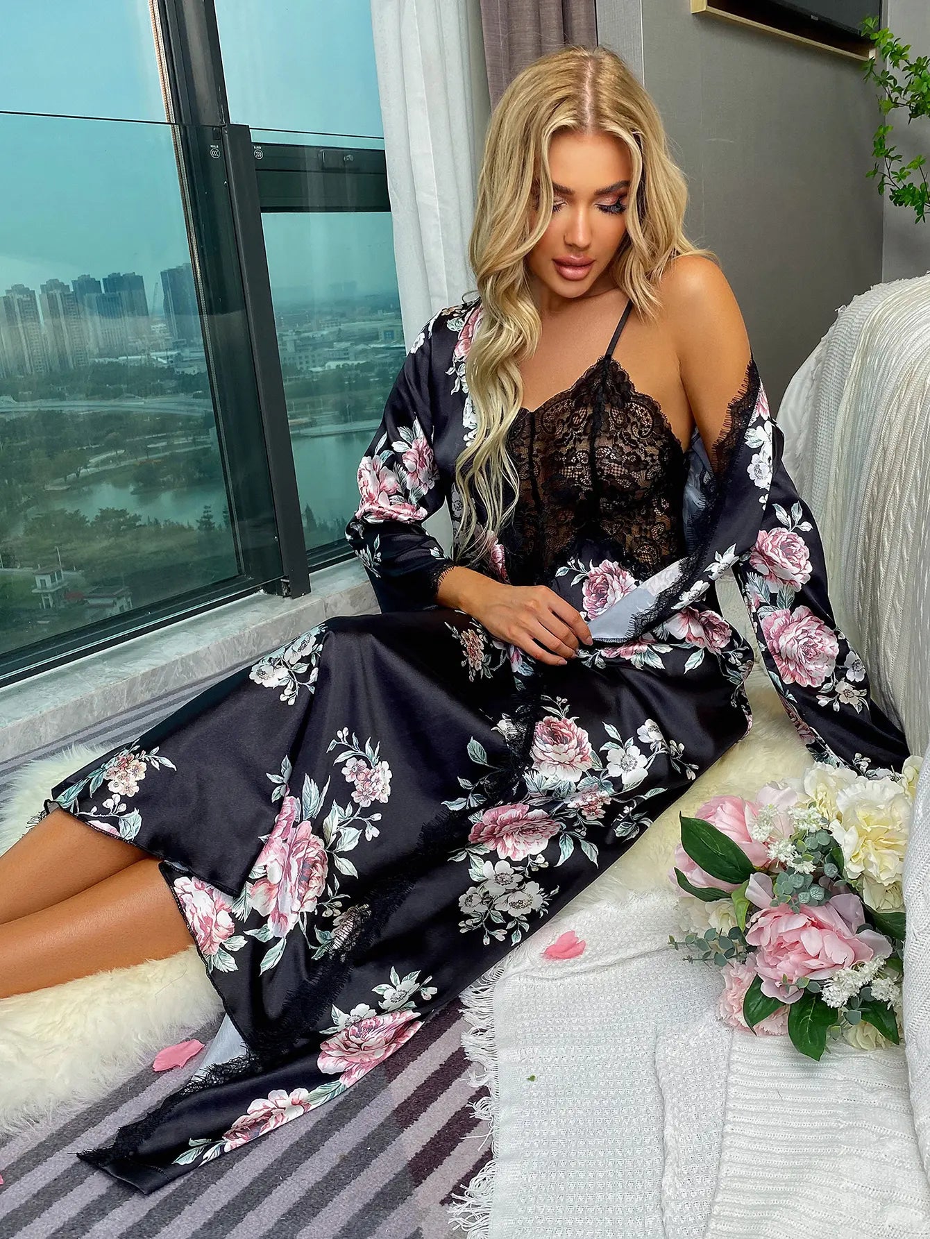 Bosmay fantasy sexy ladies sleep wear women lingerie silk sleep wear pajama