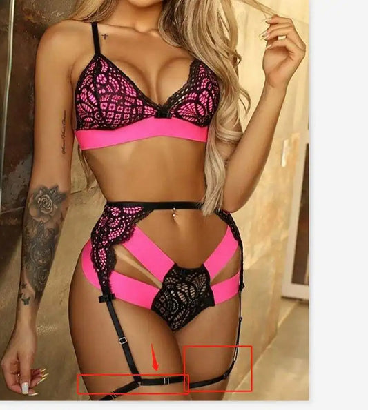 Bosmay Sexy underwear Europe and the United States sexy underwear eyelash lace three point sex suit manufacturers wholesale spot