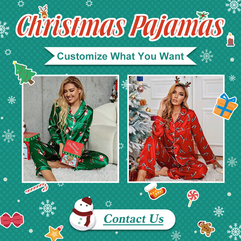 Bosmay Women Satin Pajamas Long Sleeve Loungewear Family Kids Pajamas Family Sleepwear Night PJ Set for Christmas
