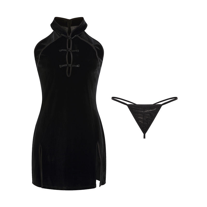 Bossman Chinese Mandarin Retro Exotic Velvet Qipao Dress Women's Sleepwear Women's Sexy Underwear