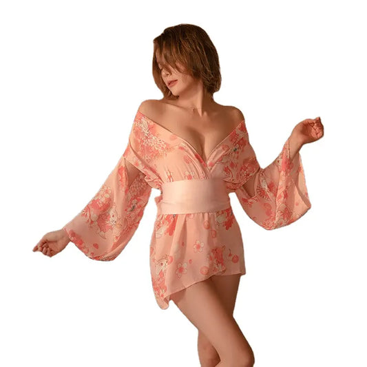 Bossman Wholesale Japanese Kimono Cherry Blossom Night Robe Sexy Women Sleepwear Women's Sexy Underwear