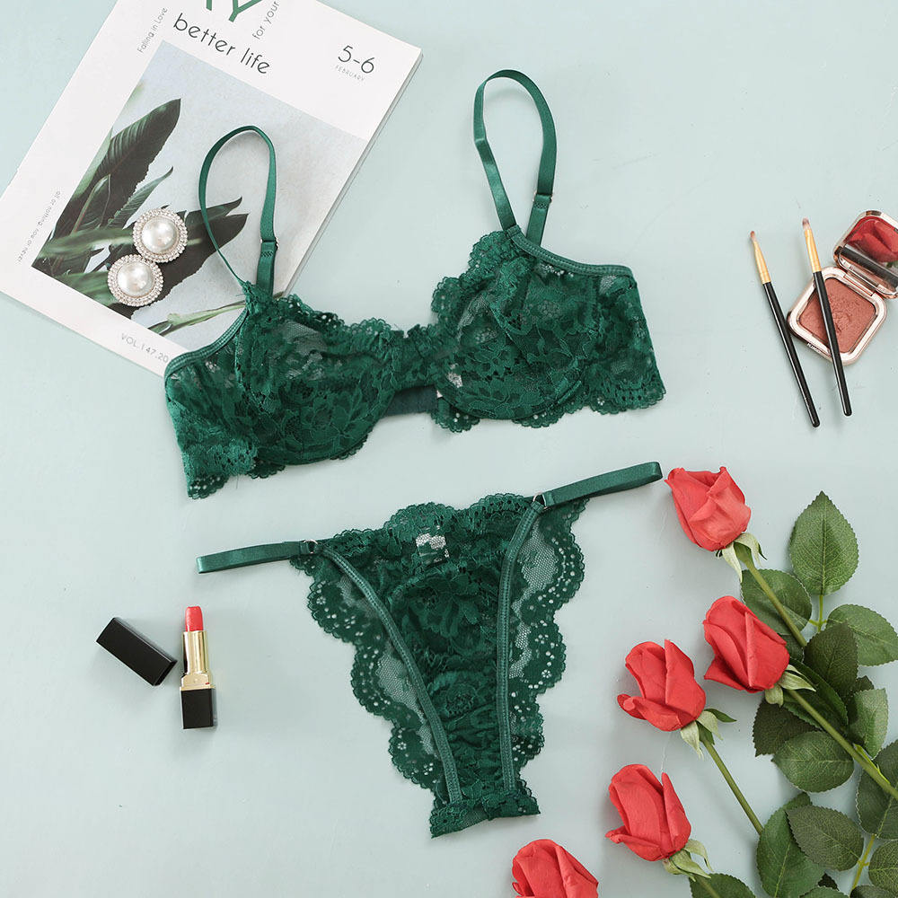 BOSMAY Women's Underwear Sexy Lingerie set Lace Bralette Sets Underwire Bra and Panty Set