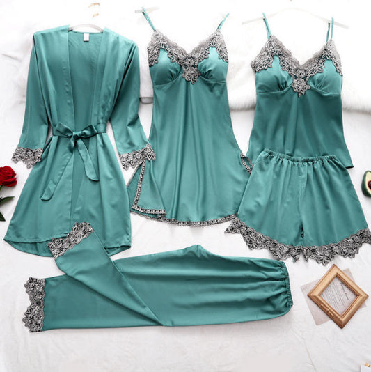 Bossman five pieces plus size underwear pajama sets woman lingerie erotic casual pajama sexy nighty for honeymoon lace pyjamas