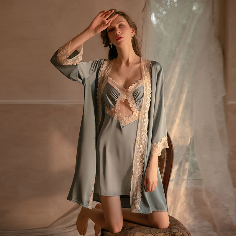 Bossman French Robes Elegant Women Lingerie Lace Bride Bathrobe Morning Dresses Gowns girls dresses