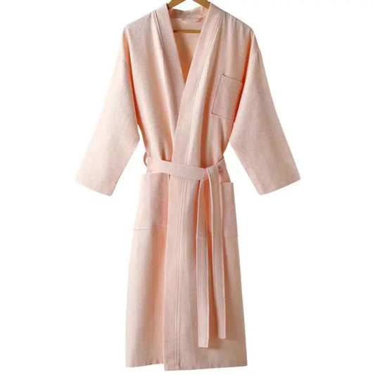 Bossman luxury waffle robe white cotton kimono spa waffle bathrobe