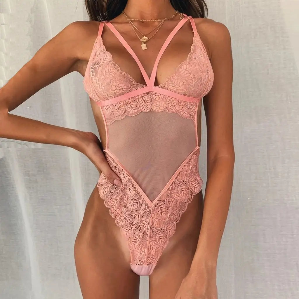 Bosmay Sexy European American WIND NEW TEMPTATION EYELASH LACE SEXY onesIE leisure lace onesie underwear