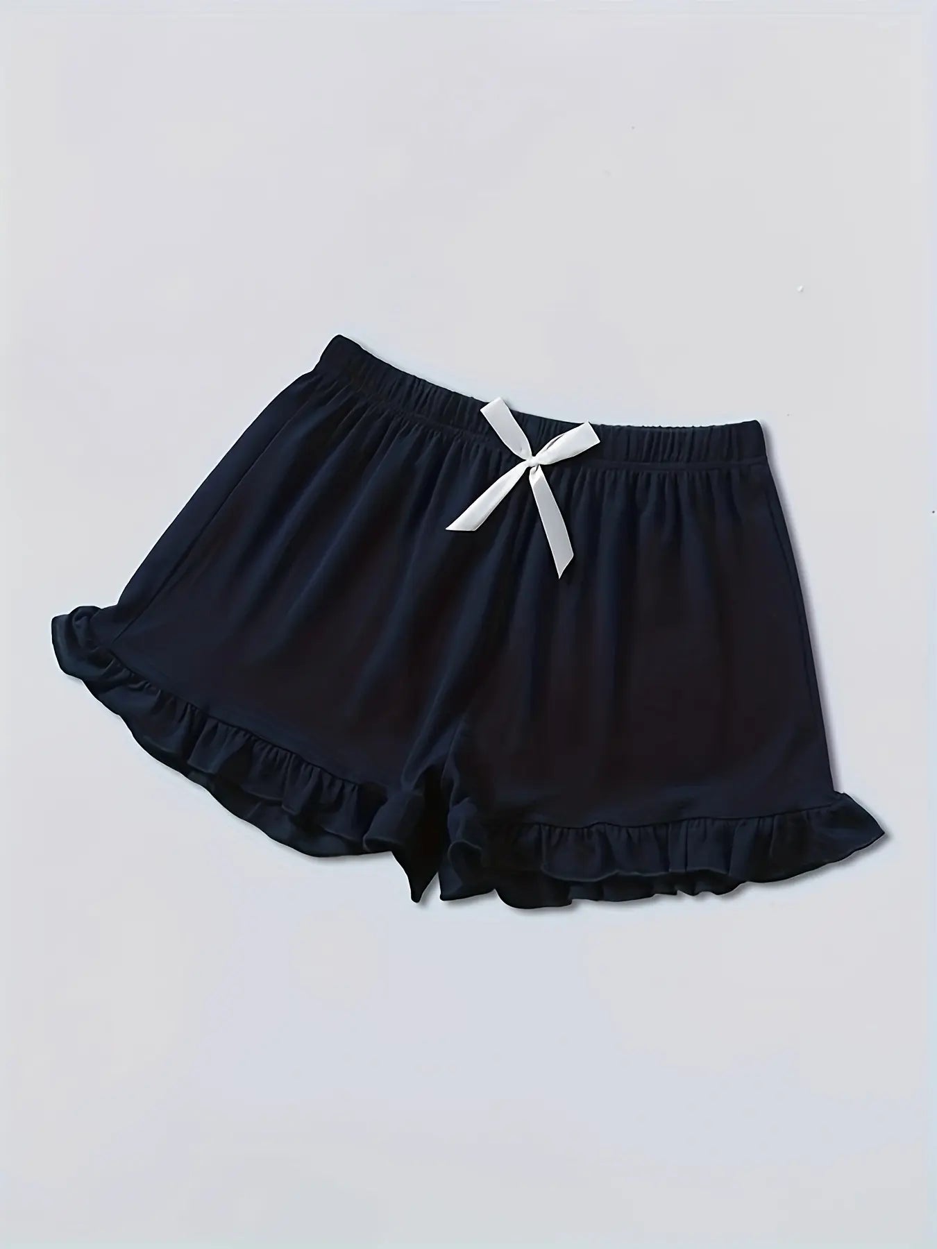 3 Packs Lettuce Trim Bow Decor Shorts Casual Shorts For Spring & Summer Women's Clothing short pants home wear shot pants