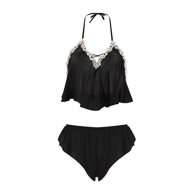 Bossman Women's Pajamas Thin Satin Lace See through Seduction Braces Shorts Women's Homewear Suit 705