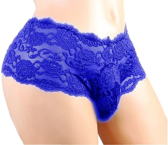 Bossmay Mens Sexy See-Through Thong Big Pouch Panties Briefs Bulge Sexy Underwear Low Waist Briefs Gay Lace Underpants