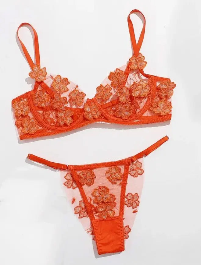 Bosmay Exotic Sexy G-string Flowers Embroidery Bralette Lace Bra Bustier Thong Sets Sex Clothes Babydoll Nightwear Lingerie