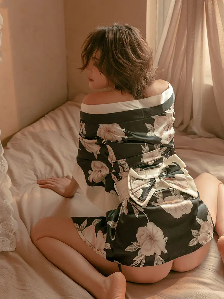 Bossman high quality role playing Women Lingerie Christmas Roleplay Lingerie Set Sexy Japanese lady Costumes Kimono Top Shirt