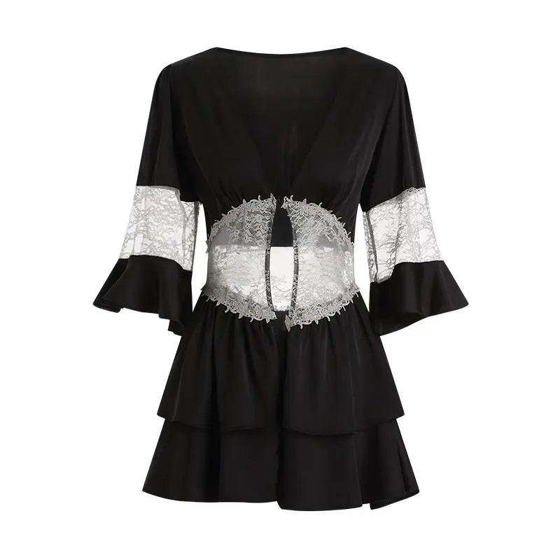 Bossman 3 Piece Set Sleepwear Women set Sexy Solid Lace Patchwork Satin Korean pyjamas Women sleepwear set pajama