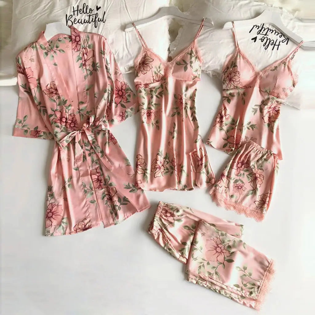 Bossman Five Pieces Plus Size Underwear Pajama Sets Woman Lingerie Erotic Casual Pajama Womens Sexy Underwear Women's Sleepwear