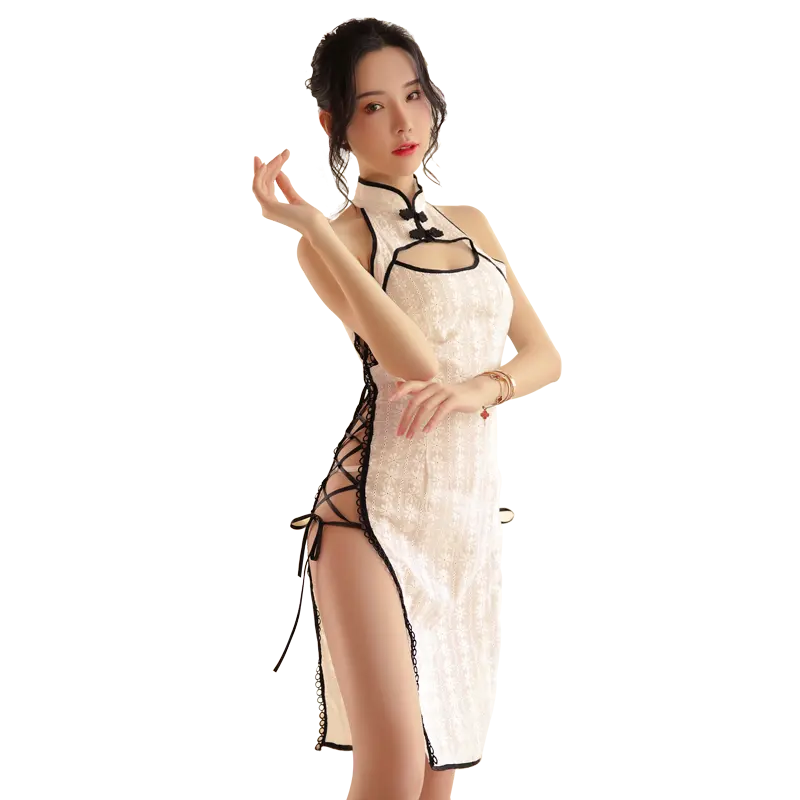 Bossman Sexy Sourcing Supplier Wholesale Sexy Lingerie Women Jacquard Cotton Cheongsam Sexy Costumes Set