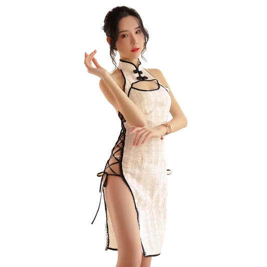 Bossman Sexy Sourcing Supplier Wholesale Sexy Lingerie Women Jacquard Cotton Cheongsam Sexy Costumes Set