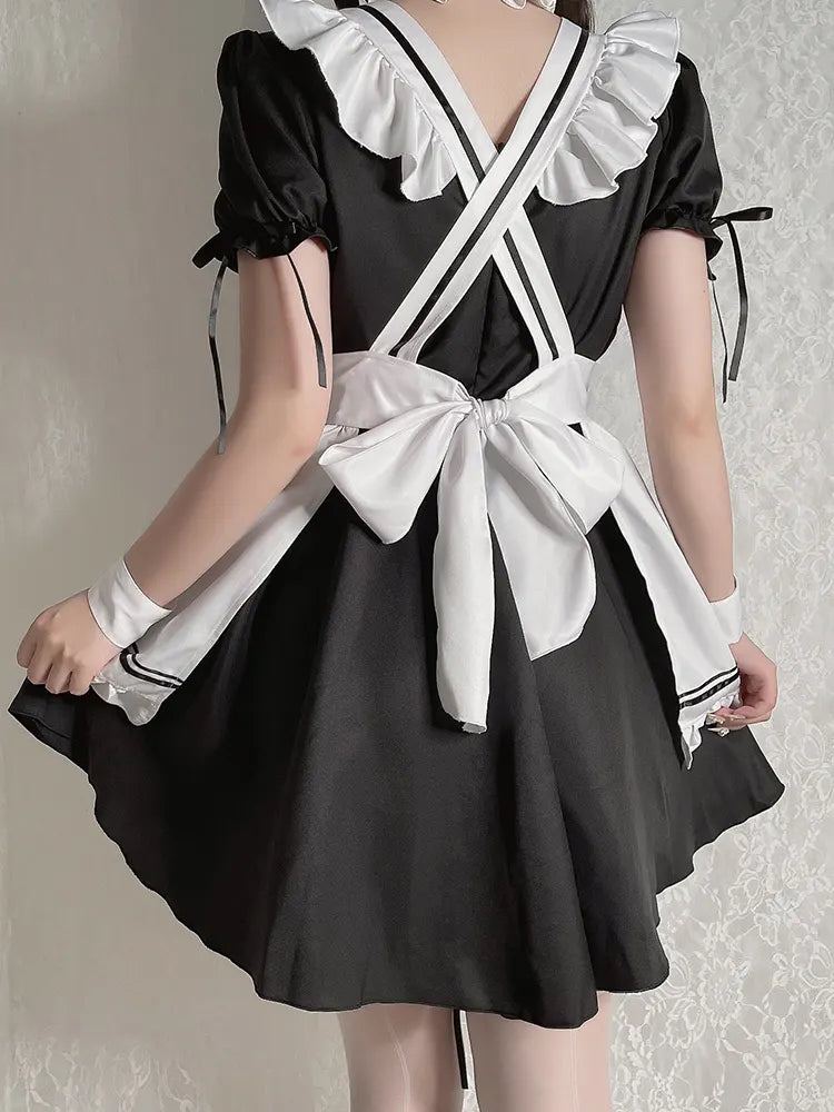 Bossman Women's French Maid Themed Apron Sexy Girl Cosplay Maid Lingerie Apron Set Anime Cosplay Outfit Apron Lace Lingerie set