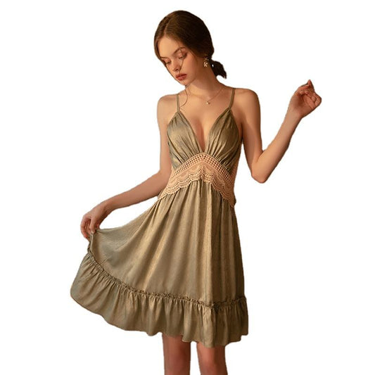 Bossman high quality sexy lingerie lace sheer dress babydoll mature sexy dress evening casual backless lace evening dress