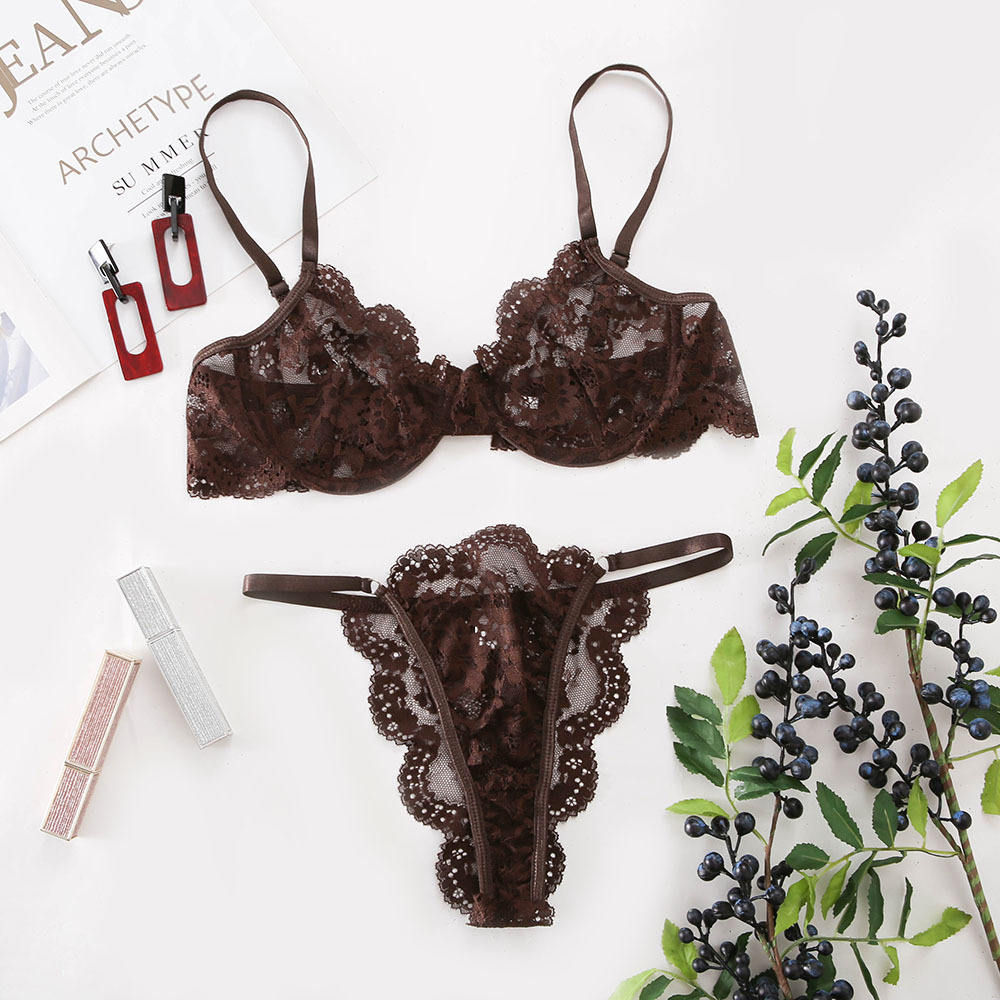 BOSMAY Women's Underwear Sexy Lingerie set Lace Bralette Sets Underwire Bra and Panty Set