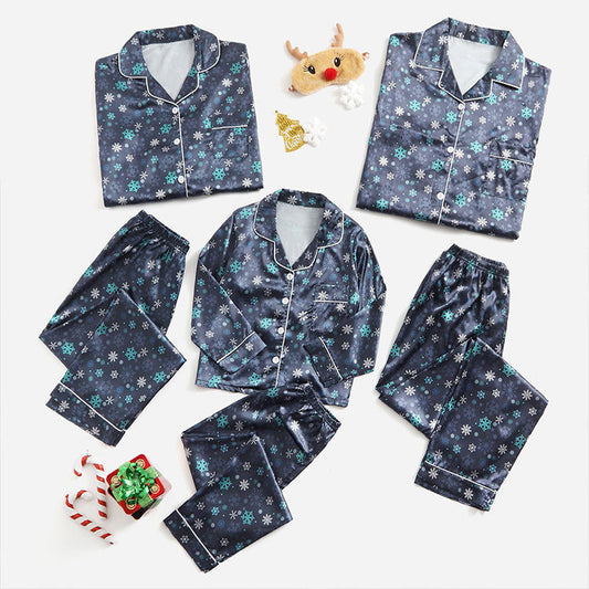 Bosmay Women Satin Pajamas Long Sleeve Loungewear Family Kids Pajamas Family Sleepwear Night PJ Set for Christmas