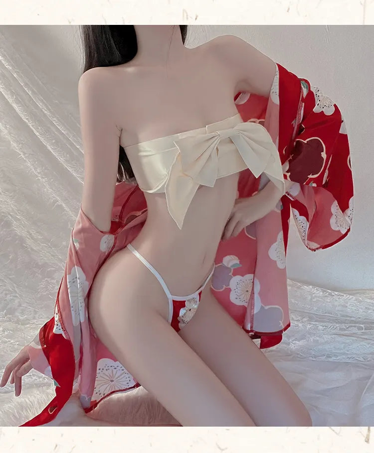 Bossman Wholesale Japanese Kimono Cherry Blossom Night Robe Dual Wear Sexy Women Lounge Wear