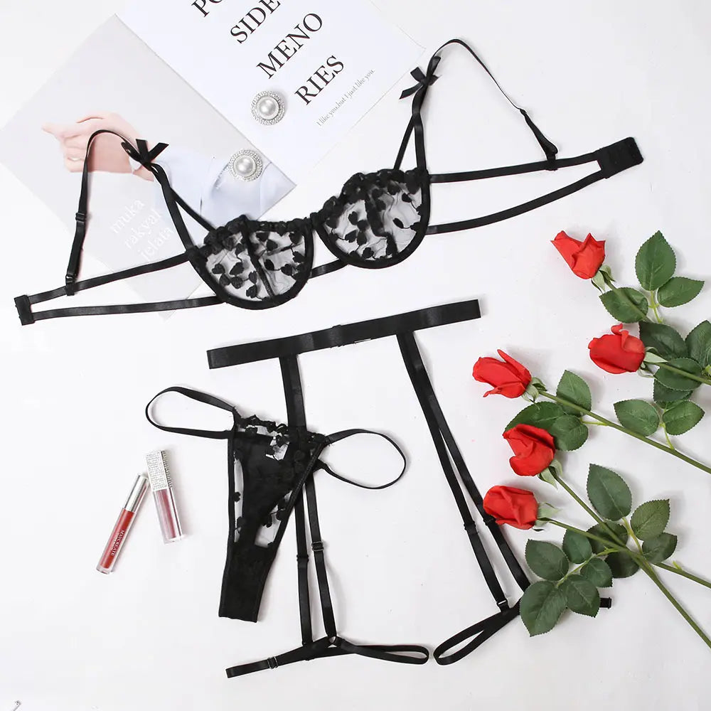 New Sexy Lace Embroidery Bow underwear bra and thong pics sexy bra and panties valentines honeymoon clothes leggings bra set