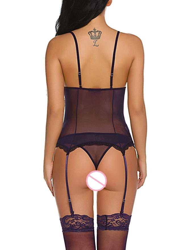 Bossman Custom logo lingerie vendors hot transparent mature women garter belts lingerie