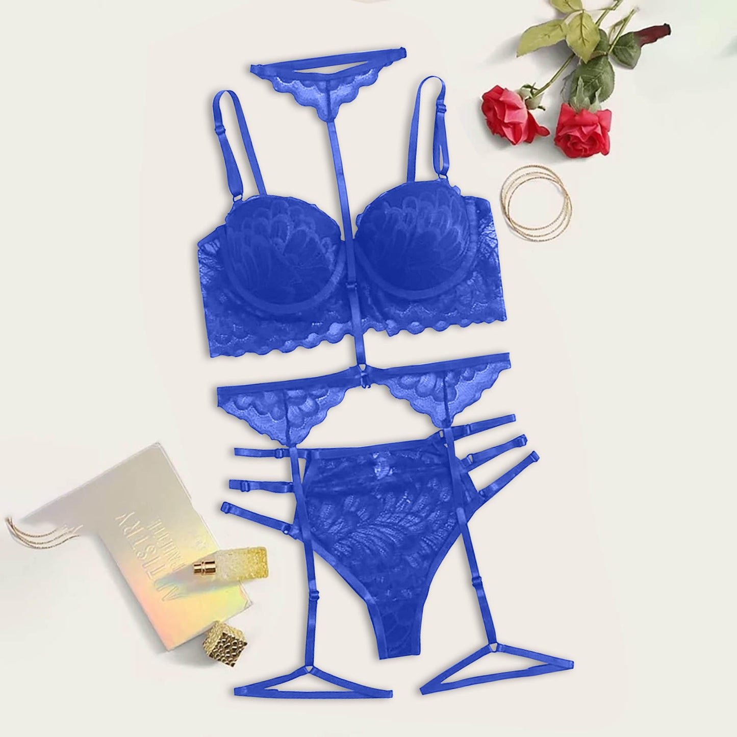 Bosmay European and American sexy underwear four pieces of multicolor sexy skirt Xuanbao new pajamas