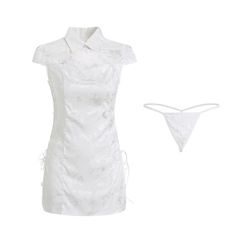 Bossman Chinese Women Retro Jacquard Silk Cheongsam Sexy Qipao Dress Exotic Costumes Traditional Chinese Clothing