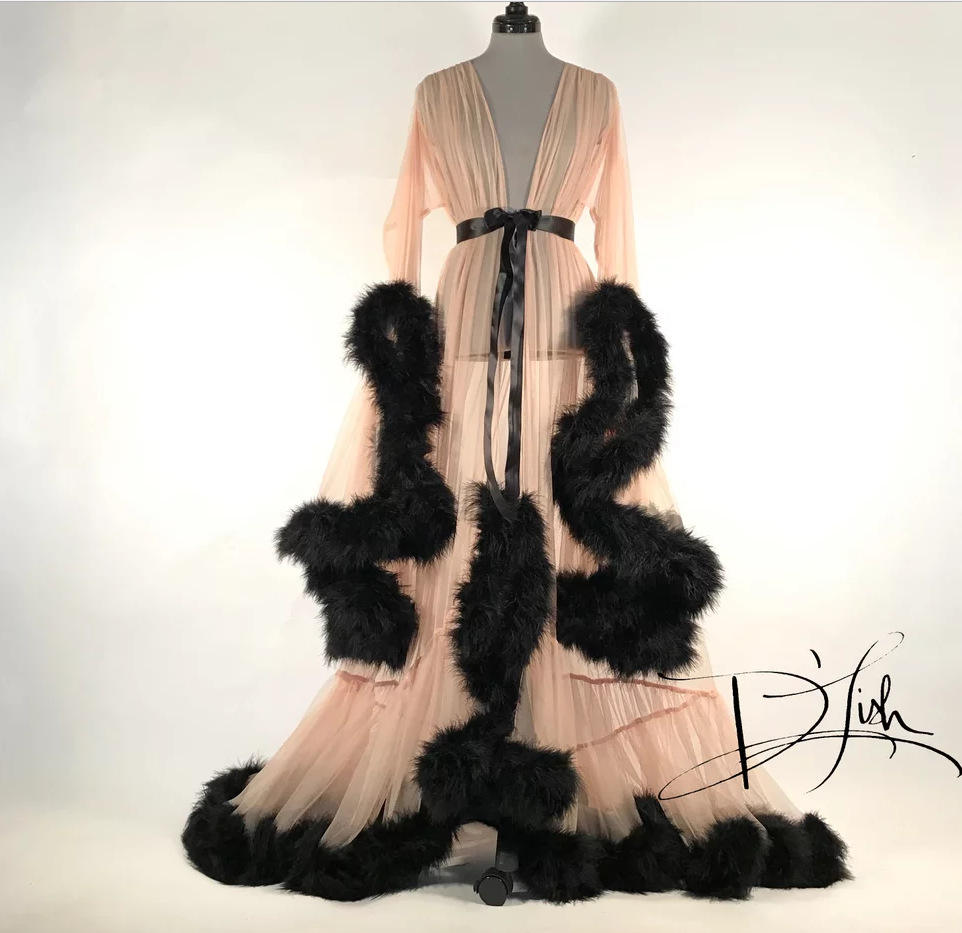 Bosmay Manufacturers for women wholesale perspective sexy feather horn sleeve tail skirt