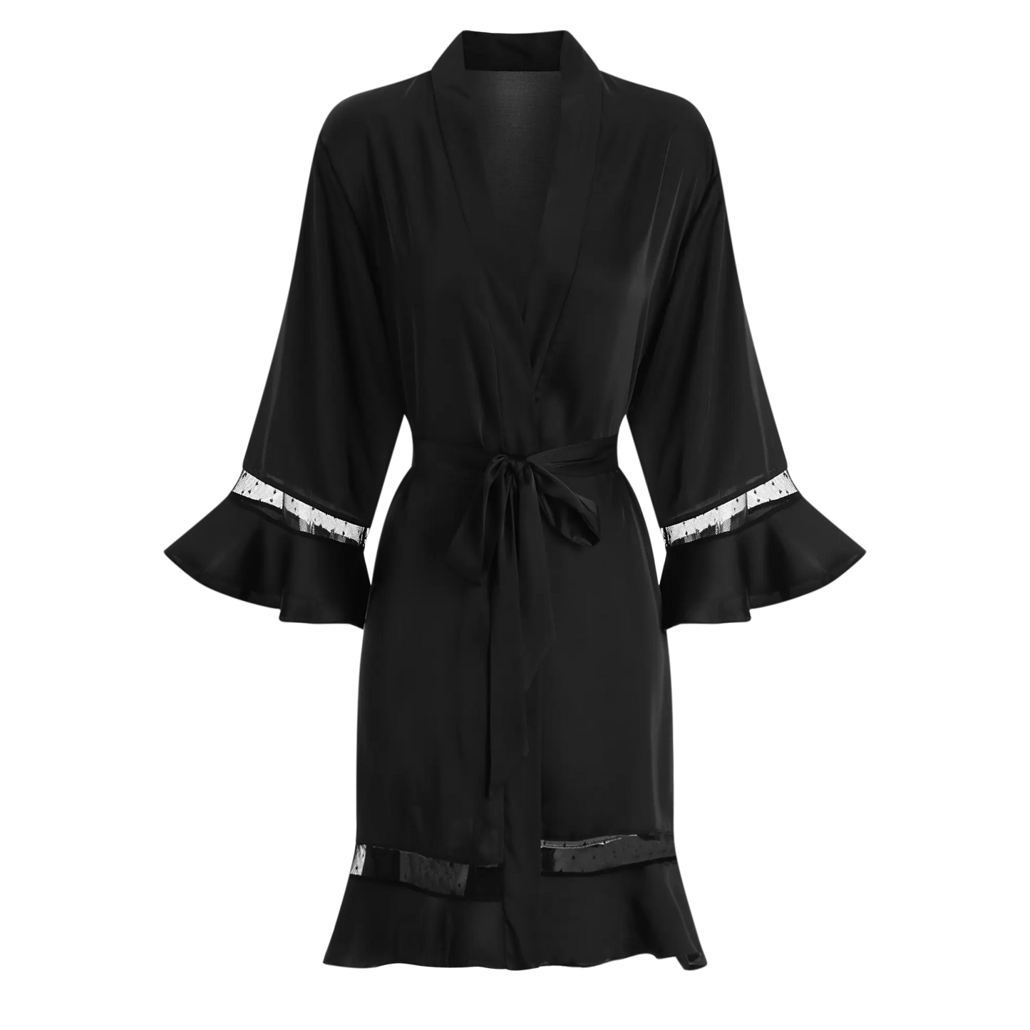Bossman Black Luxury Short satin Robe Silky Light Oversize Robes Women Night Bathrobe sleep dress