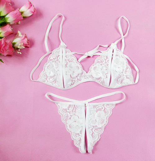 Bossman Embroidery Sexy Lingerie Exotic Set Three Point Lace Transparent Bra And Panty Set Women Intimates Underwear