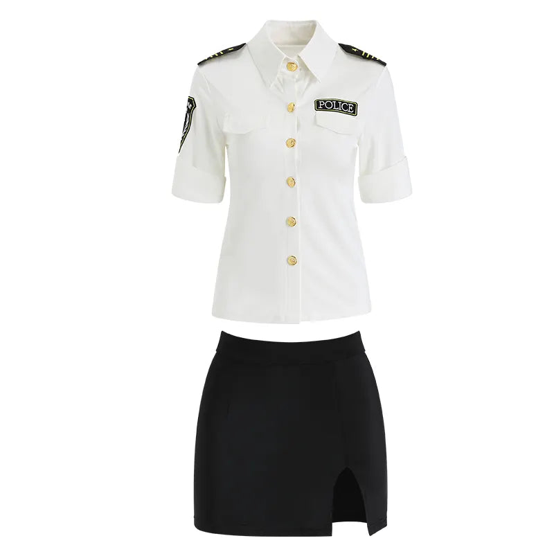 Bossman Dress up Sexy Woman Uniform Cosplay Role Play Cop Costume 1741 FREE Sexy Clothing Solid 3 Sets Nylon Fancy Dresses